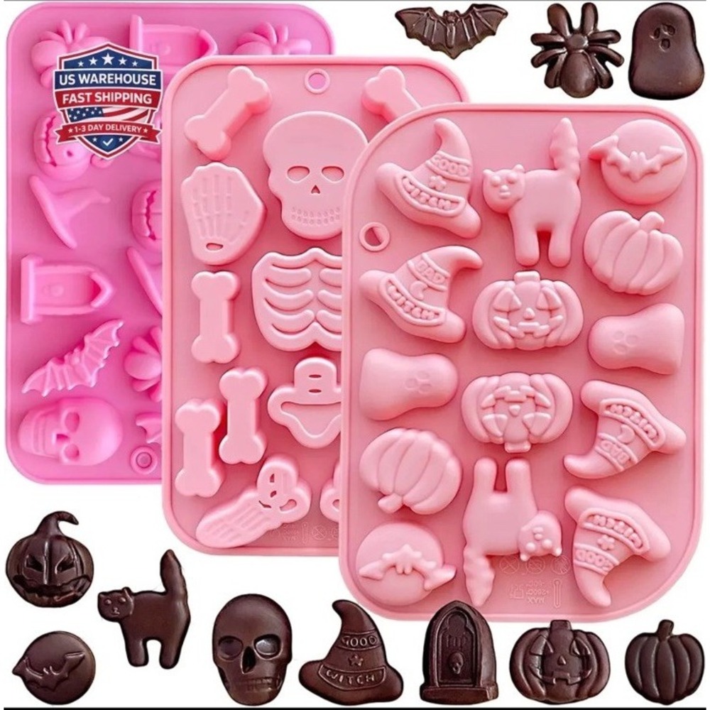 Halloween Silicone Molds For Baking 3 Pack Halloween Chocolate Candy Molds NEW